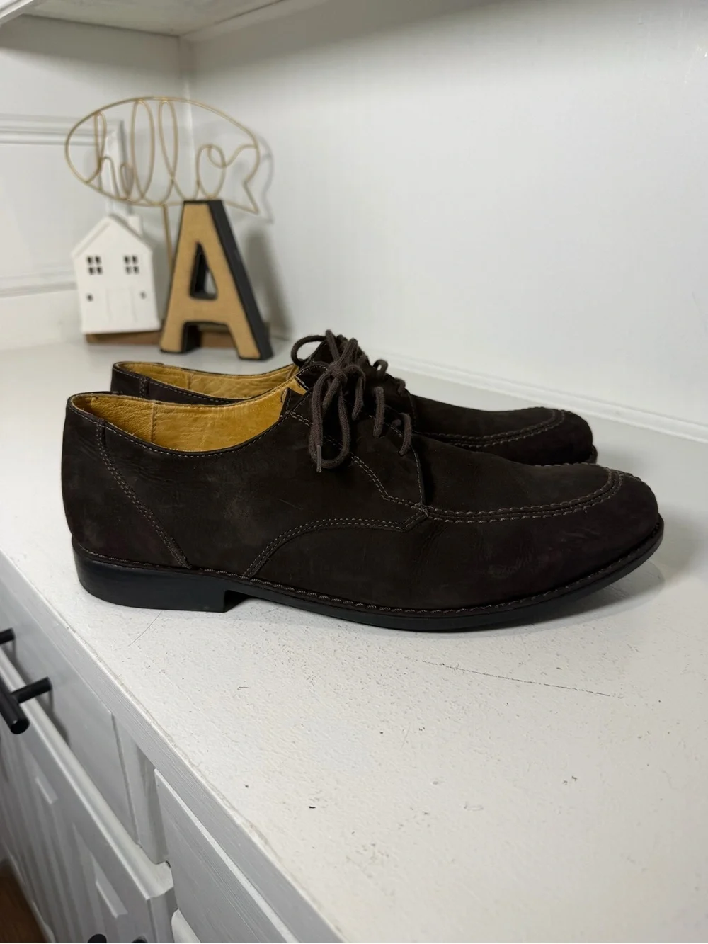 Sandro Moscoloni Men's 12D Brown Suede Oxford Shoes Comfort Soft Gel Lace Up